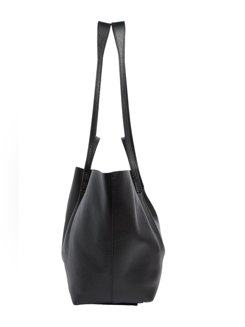 AllSaints Odette Black Pebbled Leather Tote Bag Large Shopper NWT Dust Bag Inclu - Picture 4 of 6
